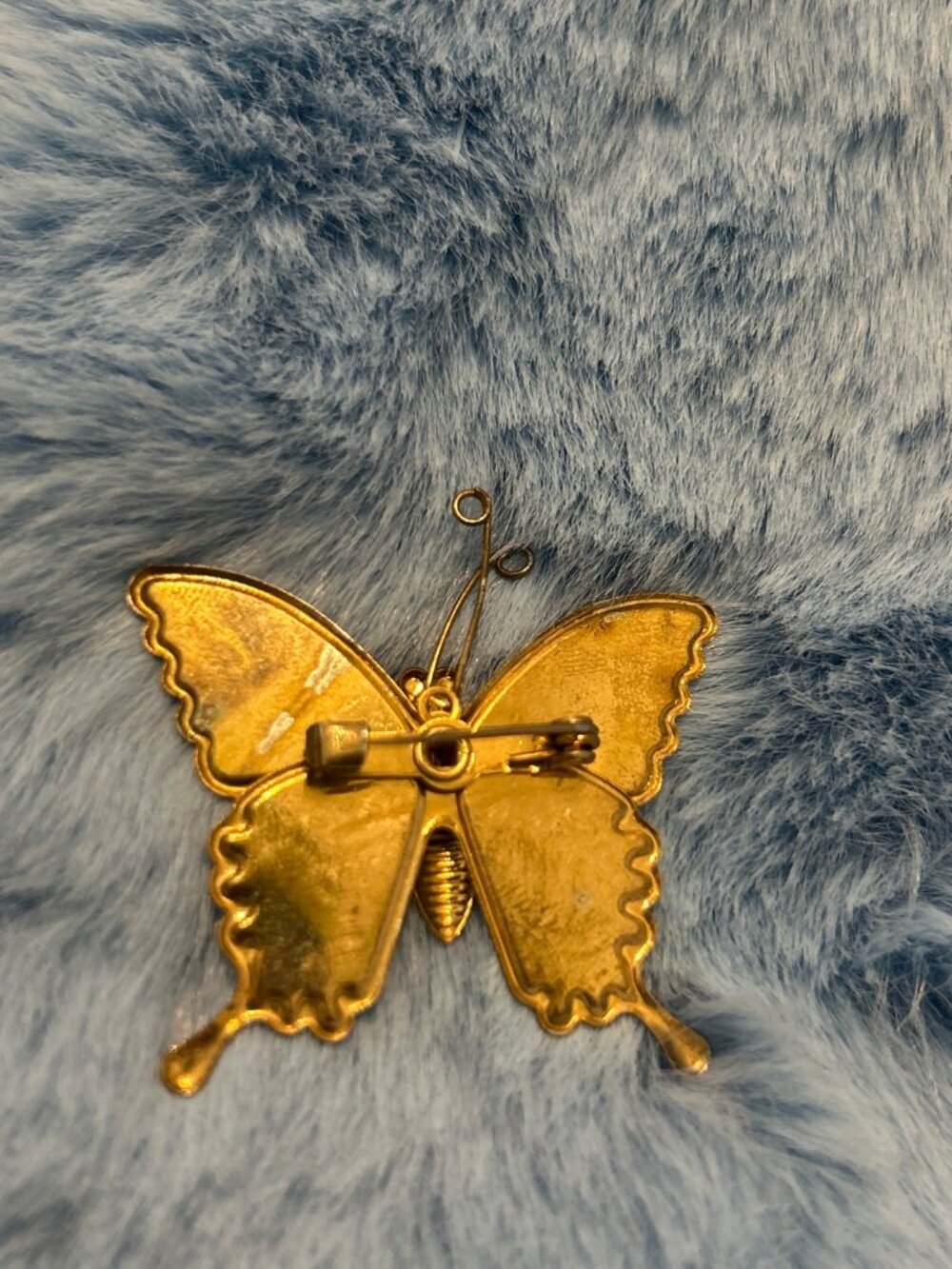 Vintage Enamel Butterfly Brooch Red Yellow Green Sparkle Wings Gold Tone
